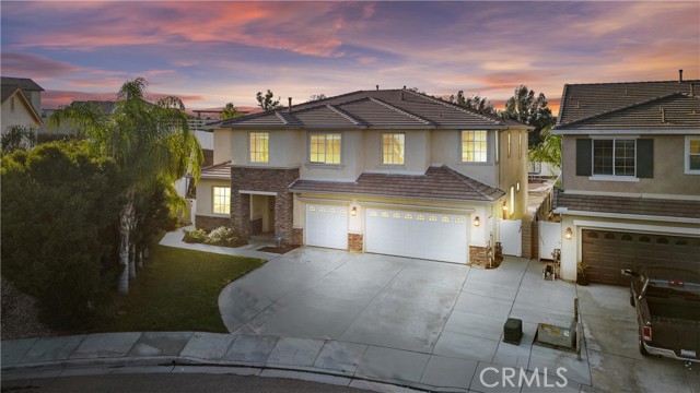 Your search is over! Check out this amazing 7 bed 4 bath home located in the beautiful community of Menifee. As you enter the property you will find captivating light and neutral colors throughout. This lovely home has a desirable floor plan featuring carpet and tile throughout. The front room is the perfect place for a dining space or a second seating area. The home has a cozy family room perfect to entertain guests and friends. There is a formal downstairs living room, dining room, and separate downstairs family room. The property has 7 bedrooms, two bedrooms downstairs with a full bathroom. Upstairs there is a large master suite, huge upstairs bonus room with a fireplace. The backyard features a beautiful pool and spa and firepit. It is the perfect place to relax or enjoy a bbq.